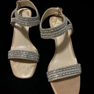 Antontonio Melani Metalic Rhinestone embellished Sandals -Gold